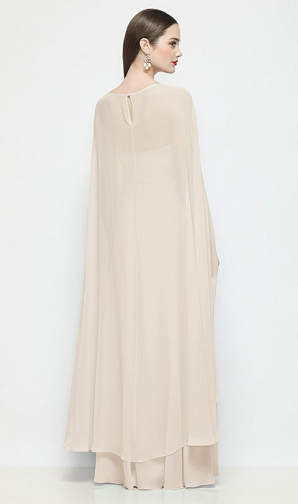 Back View - Oat High-Low Sheer Chiffon Cape