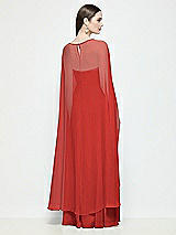 Rear View Thumbnail - Poppy Red High-Low Sheer Chiffon Cape
