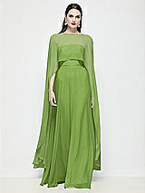 Front View Thumbnail - Peridot Green High-Low Sheer Chiffon Cape