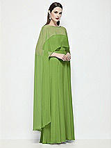 Side View Thumbnail - Peridot Green High-Low Sheer Chiffon Cape