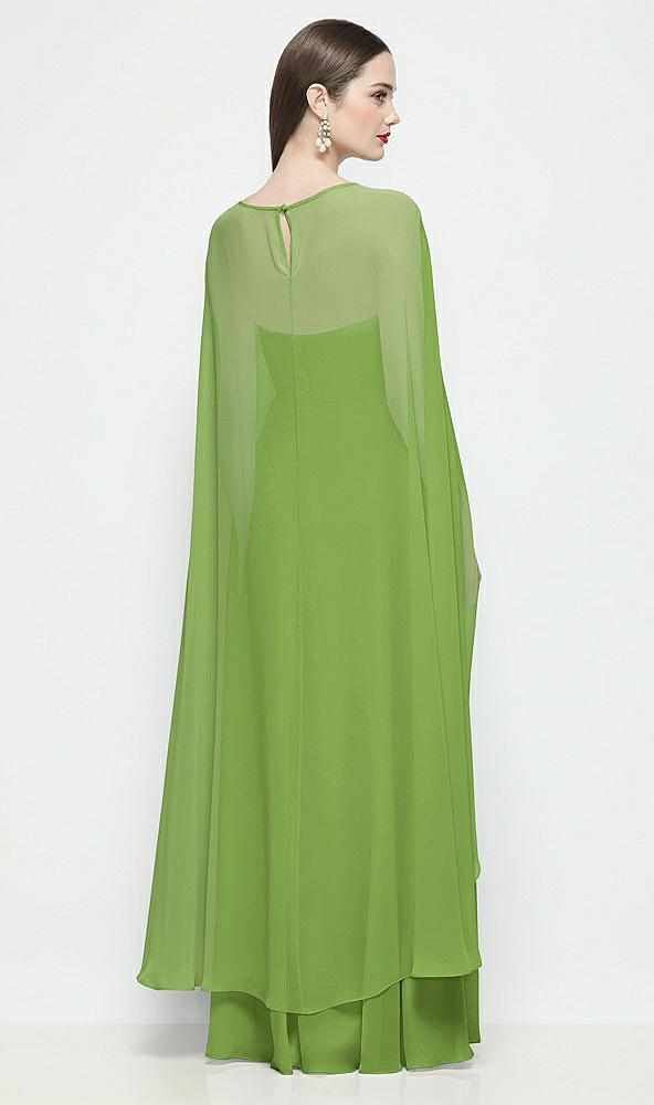 Back View - Peridot Green High-Low Sheer Chiffon Cape