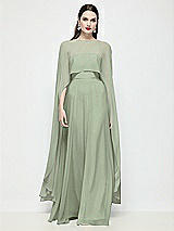 Front View Thumbnail - Sage High-Low Sheer Chiffon Cape