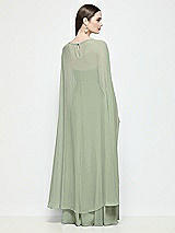 Rear View Thumbnail - Sage High-Low Sheer Chiffon Cape