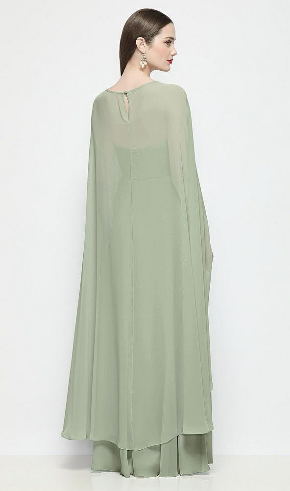 Back View - Sage High-Low Sheer Chiffon Cape