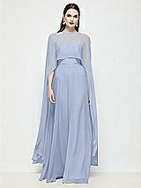 Front View Thumbnail - Sky Blue High-Low Sheer Chiffon Cape