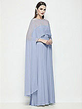 Side View Thumbnail - Sky Blue High-Low Sheer Chiffon Cape