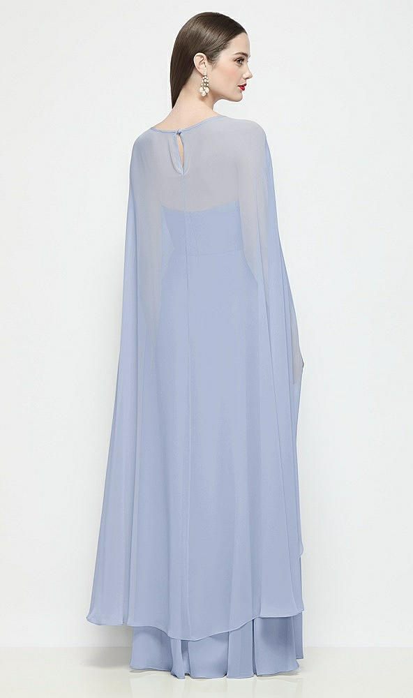 Back View - Sky Blue High-Low Sheer Chiffon Cape
