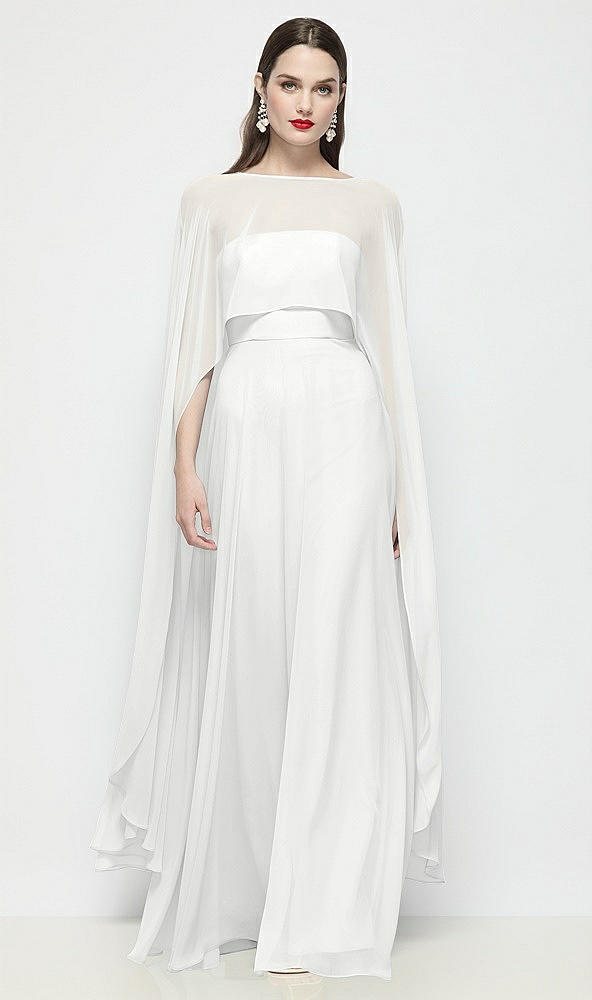 Front View - White High-Low Sheer Chiffon Cape