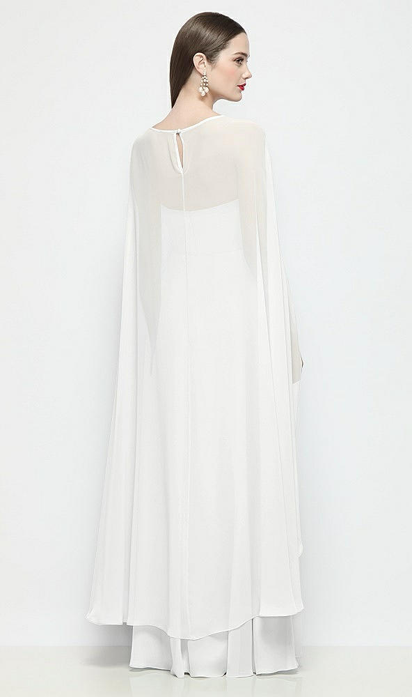 Back View - White High-Low Sheer Chiffon Cape