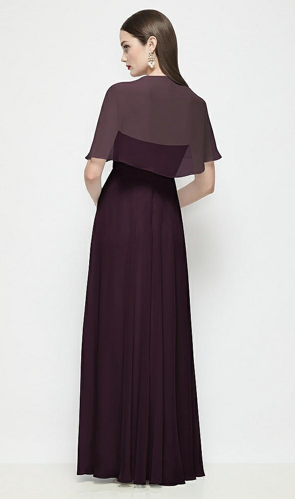Back View - Deep Plum Chiffon Flounce Cape