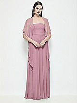 Front View Thumbnail - Dusty Pink Chiffon Flounce Cape