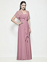 Side View Thumbnail - Dusty Pink Chiffon Flounce Cape