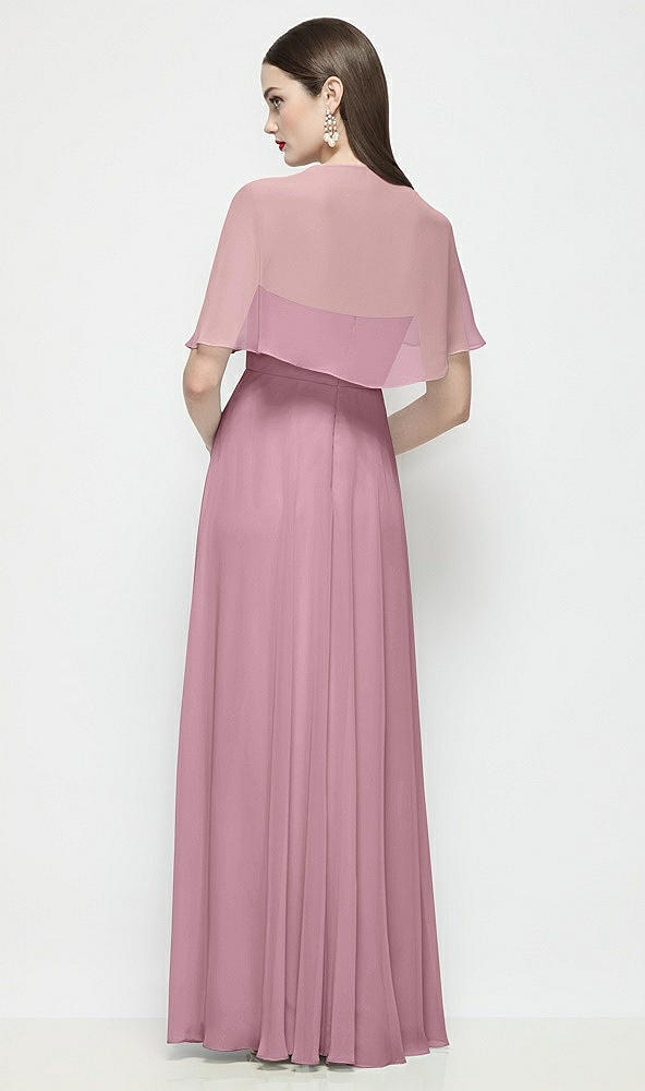 Back View - Dusty Pink Chiffon Flounce Cape