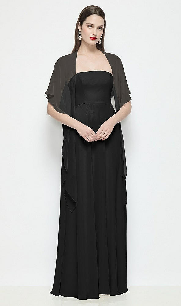 Front View - Black Chiffon Flounce Cape