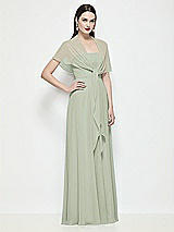 Side View Thumbnail - Celadon Chiffon Flounce Cape