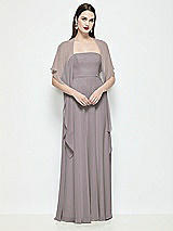 Front View Thumbnail - Cashmere Gray Chiffon Flounce Cape