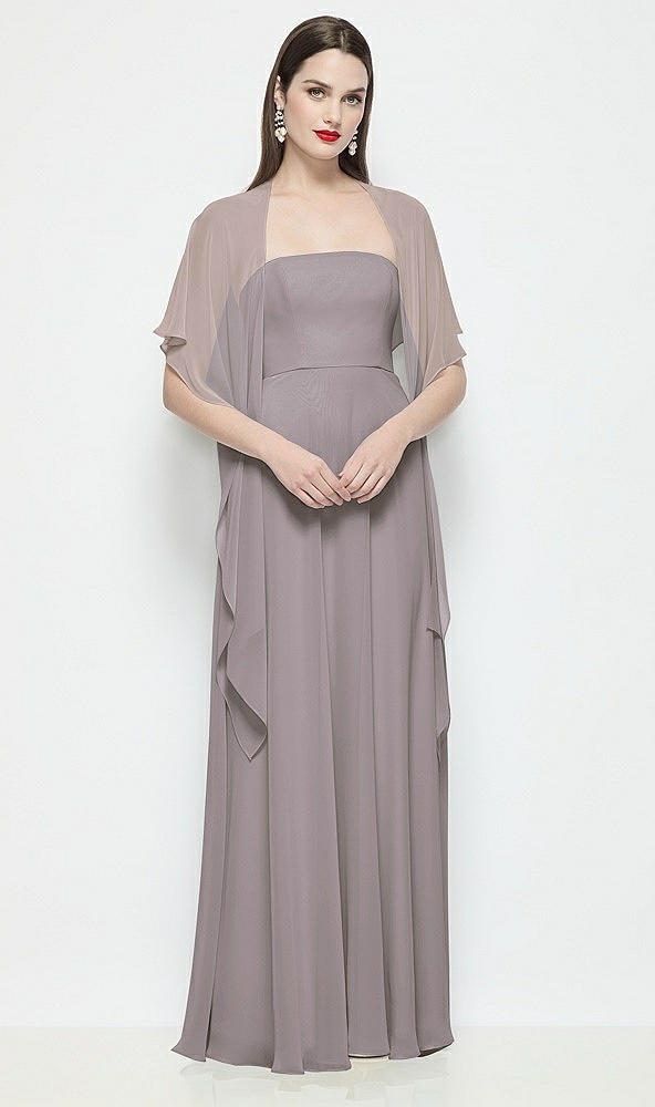 Front View - Cashmere Gray Chiffon Flounce Cape