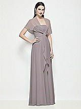 Side View Thumbnail - Cashmere Gray Chiffon Flounce Cape