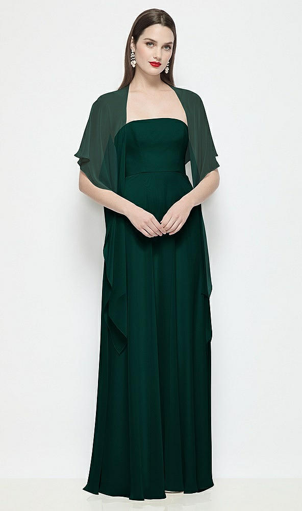 Front View - Evergreen Chiffon Flounce Cape