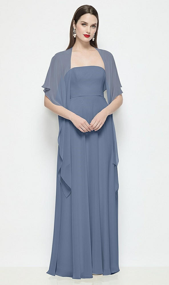 Front View - Larkspur Blue Chiffon Flounce Cape