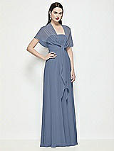 Side View Thumbnail - Larkspur Blue Chiffon Flounce Cape