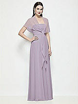 Side View Thumbnail - Lilac Haze Chiffon Flounce Cape