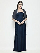 Front View Thumbnail - Midnight Navy Chiffon Flounce Cape