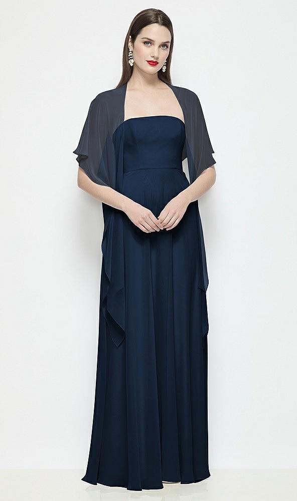 Front View - Midnight Navy Chiffon Flounce Cape