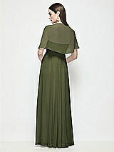 Rear View Thumbnail - Olive Green Chiffon Flounce Cape