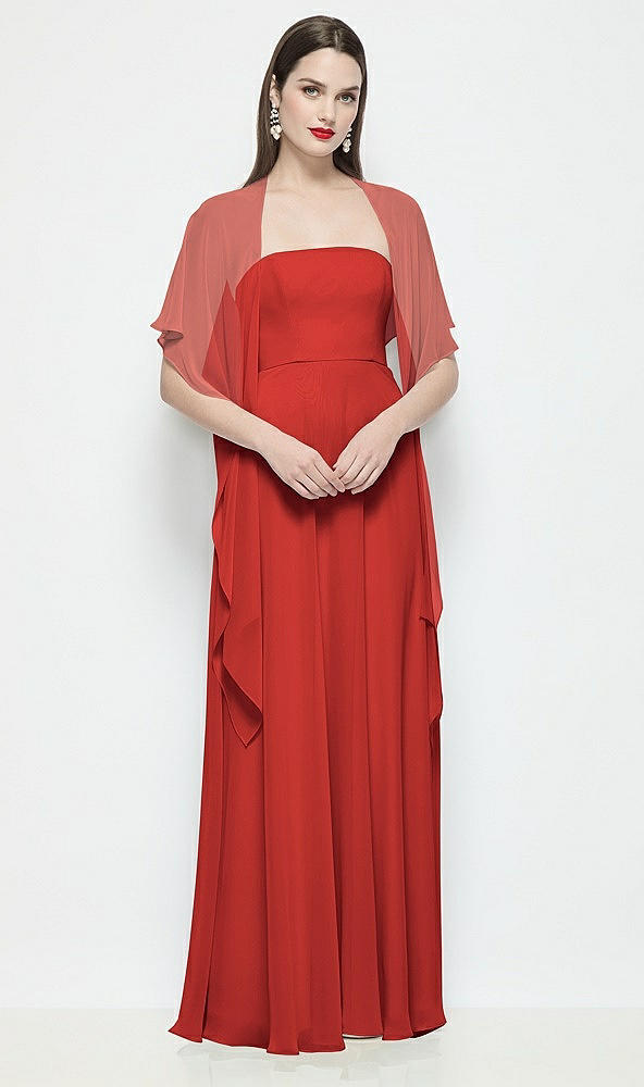 Front View - Poppy Red Chiffon Flounce Cape