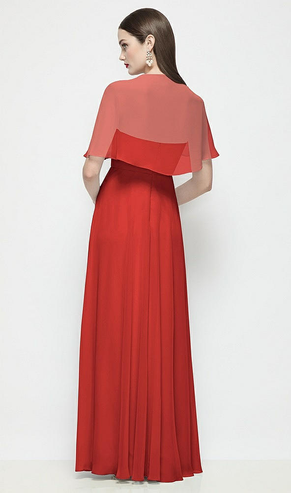Back View - Poppy Red Chiffon Flounce Cape