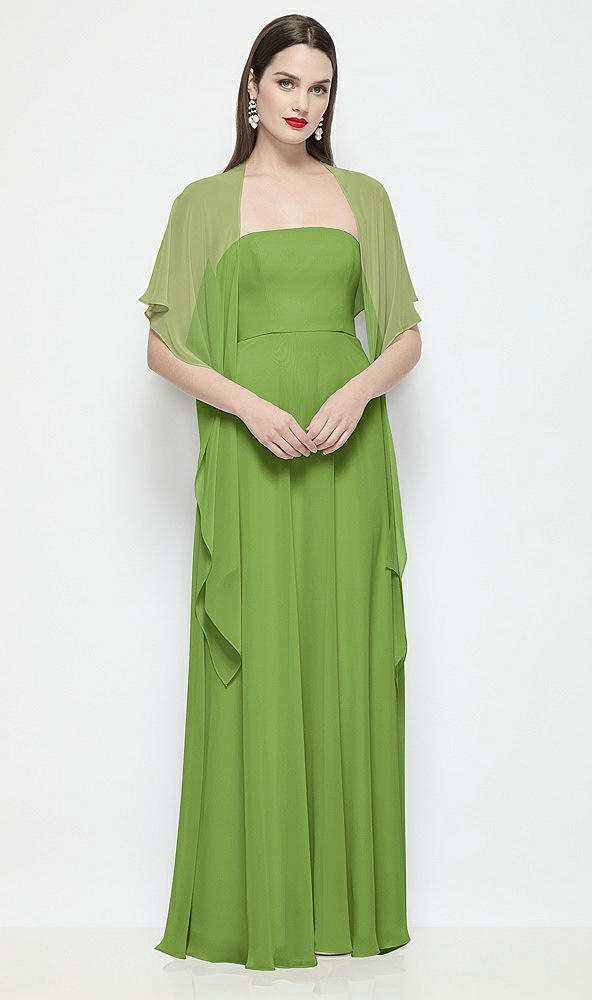 Front View - Peridot Green Chiffon Flounce Cape
