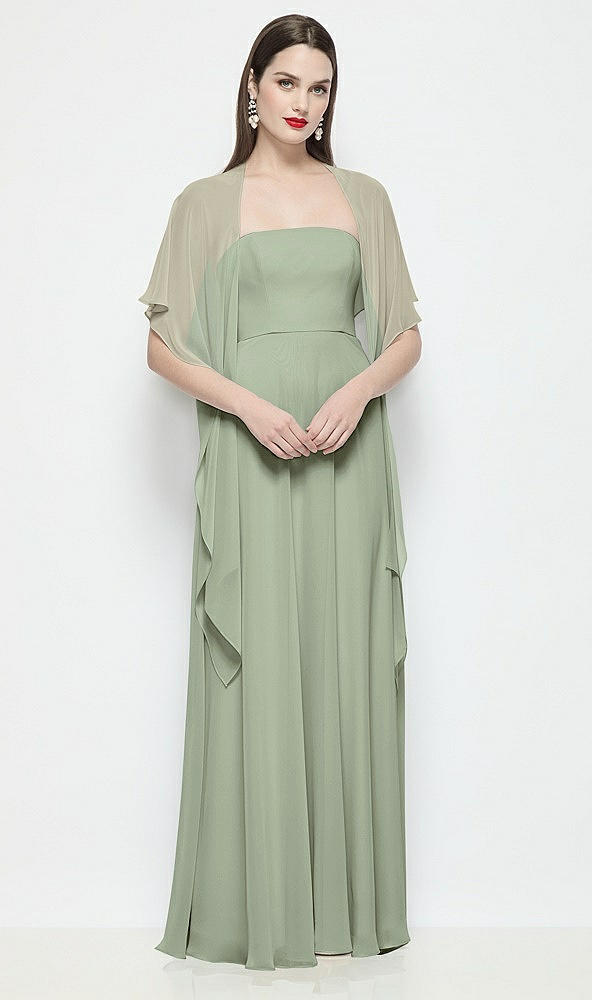 Front View - Sage Chiffon Flounce Cape