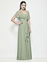 Side View Thumbnail - Sage Chiffon Flounce Cape