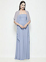 Front View Thumbnail - Sky Blue Chiffon Flounce Cape