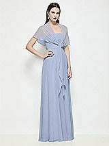 Side View Thumbnail - Sky Blue Chiffon Flounce Cape