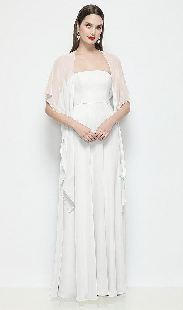 Front View - White Chiffon Flounce Cape
