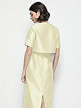 Rear View Thumbnail - Butter Yellow Jewel Neck Cropped Satin Jacket