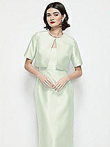 Front View Thumbnail - Mint Green Jewel Neck Cropped Satin Jacket