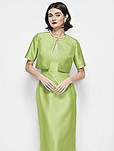 Front View Thumbnail - Mojito Jewel Neck Cropped Satin Jacket