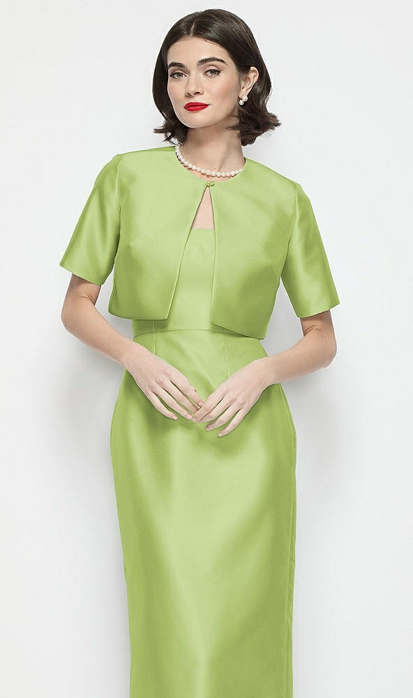 Front View - Mojito Jewel Neck Cropped Satin Jacket