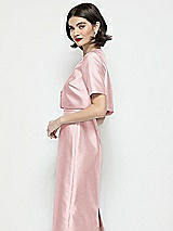 Side View Thumbnail - Ballet Pink Jewel Neck Cropped Satin Jacket