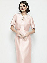 Front View Thumbnail - Blush Jewel Neck Cropped Satin Jacket