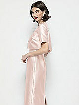 Side View Thumbnail - Blush Jewel Neck Cropped Satin Jacket