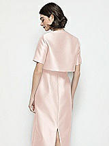 Rear View Thumbnail - Blush Jewel Neck Cropped Satin Jacket