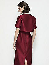 Rear View Thumbnail - Cabernet Jewel Neck Cropped Satin Jacket