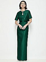 Alt View 1 Thumbnail - Hunter Green Jewel Neck Cropped Satin Jacket