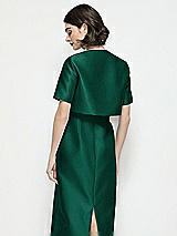 Rear View Thumbnail - Hunter Green Jewel Neck Cropped Satin Jacket