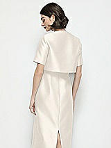 Rear View Thumbnail - Ivory Jewel Neck Cropped Satin Jacket