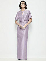 Alt View 1 Thumbnail - Lilac Haze Jewel Neck Cropped Satin Jacket